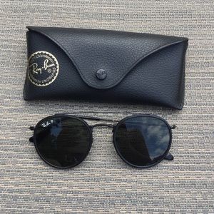 Round Double Bridge Ray Bans - all black